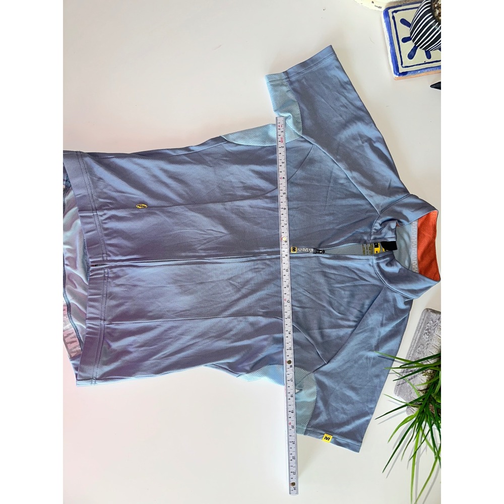 Mavic WickMatrix Cycling Jersey Gray Blue Short Sleeve Half Zip Mens Medium